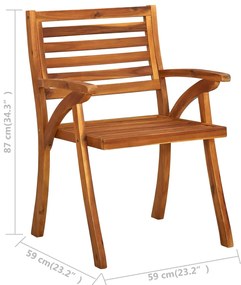 Cadeiras de jantar jardim c/ almofadões 3 pcs madeira acácia