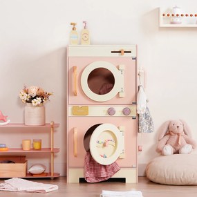 Máquina de lavar roupa de madeira para Crianças com secador 80 x 41 x 28,5 cm rosa