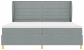 Cama Box Spring vidaXL com Colchão - Cinza Claro, 200x200 cm, Tecido