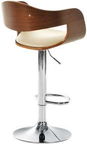 Banco de bar Kingston em couro sintético 50 x 88-102 x 48 cm Nogueira + Creme