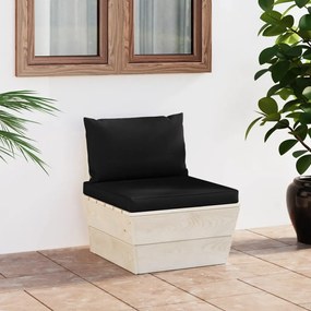 vidaXL Sofá de centro paletes p/ jardim com almofadões abeto impreg.