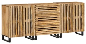 vidaXL Aparadores 3 pcs 60x34x75 cm madeira de mangueira áspera maciça