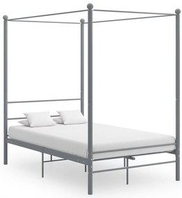 Estrutura de cama com dossel 140x200 cm metal cinzento