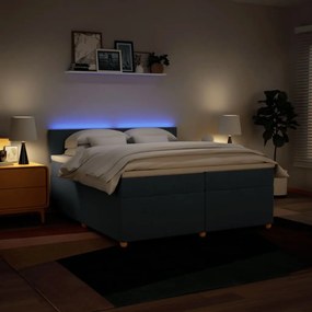 Cama com molas/colchão 200x200 cm tecido azul