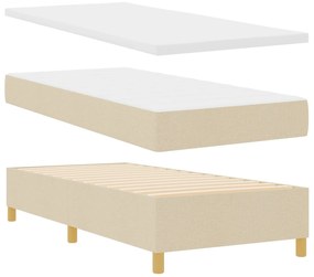 Cama Box Spring vidaXL com Colchão e LED Creme 90x200 cm Tecido