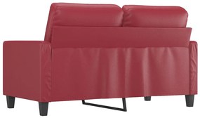 Sofá de 2 lugares 120 cm couro artificial vermelho tinto