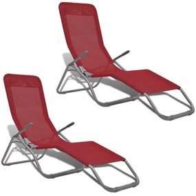 vidaXL Espreguiçadeiras 2 pcs estrutura de aço e textilene vermelho