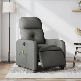 vidaXL Poltrona reclinável de massagens elétrica tecido cinza-escuro