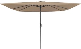 vidaXL Guarda-sol Quadrado com Luzes LED 295x245 cm Taupe