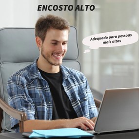 Poltrona de Sala de Estar Estofada em PU com Estrutura de Madeira Almofadas Acolchoadas Poltrona de Leitura 63,5x83x105 cm Cinza