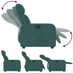 Poltrona elétrica reclinável tecido verde-escuro