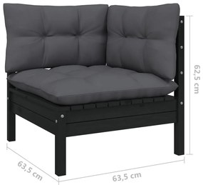 8 pcs conj. lounge de jardim com almofadões antracite pinho