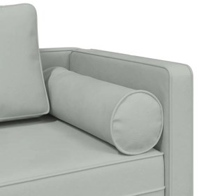 Chaise lounge com almofadões veludo cinzento-claro