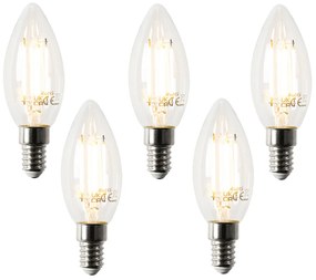 Conjunto de 5 Lâmpada LED inteligente E14 regulável B35 4,5W 470 lm 2700K