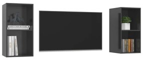 Armários de parede p/ TV 2pcs derivados madeira cinza brilhante