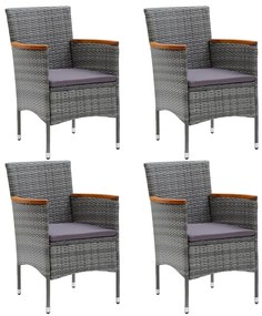 5 pcs conjunto de jantar para jardim cinzento