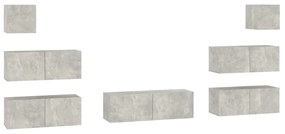 7 pcs conjunto móveis TV derivados de madeira cinzento cimento