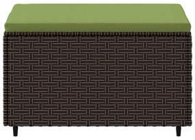 Apoios de pés para jardim com almofadões 2 pcs vime PE castanho
