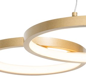 Candeeiro de suspensão dourado incl. LED 3-luz regulável em 3 etapas - Rondas Moderno