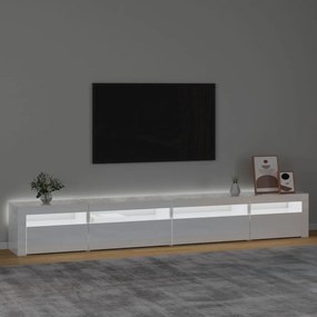 Móvel de TV com luzes LED 270x35x40 cm branco brilhante