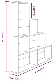 Estante 155x24x160 cm cinzento sonoma