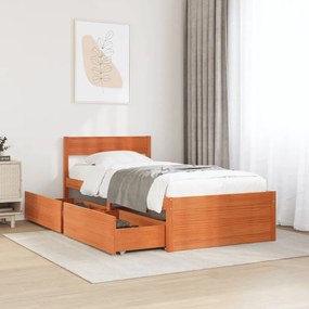 vidaXL Cama sem colchão 100x200 cm pinho maciço castanho-mel