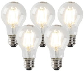 Conjunto de 5 lâmpadas LED E27 reguláveis transparentes 7W 806 lm 2700K