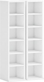 HOMCOM Estantes para 204 CDs em conjunto de 2, torre para Blu-Ray com prateleiras ajustáveis, organizador de estante para livros, Branco | Aosom Portugal