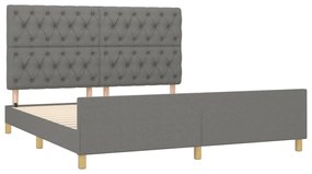 Estrutura de cama sem colchão 160x200 cm tecido cinzento-escuro