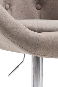 Banco de bar London em tecido e com estrutura cromada 65 x 107-128 x 57 cm Castanho acinzentado
