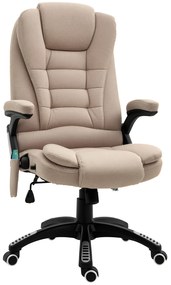 Vinsetto Cadeira de Escritório com 6 Pontos de Massagem Reclinável até 130° com Função de Aquecimento 68x72x110-120 cm Marrom Claro | Aosom Portugal