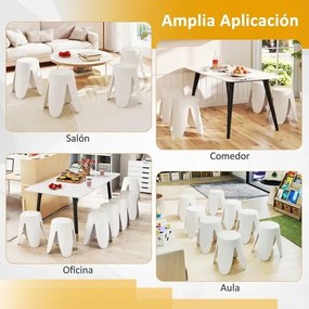 Conjunto de 8 bancos empilháveis de plástico portáteis sem encosto, não requer montagem, para sala de aula, casa ou escritório, 46 cm, branco