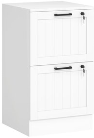 HOMCOM Bloco de Gavetas com Fechadura e Gavetas Suspensas A4 para Escritório 40x40x71 cm Branco | Aosom Portugal