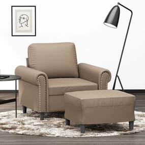 vidaXL Poltrona com apoio de pés 60 cm couro artificial cappuccino
