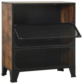 Armários arrumação 2pcs 72x36x82 cm metal/MDF castanho rústico