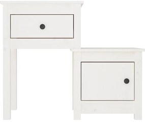 Mesa de cabeceira 79,5x38x65,5 cm madeira pinho maciça branco