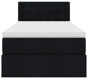 Cama otomana com colchão 90x200 cm tecido preto