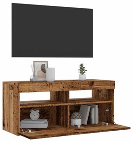 vidaXL Móvel de TV com luzes LED derivados de madeira madeira velha