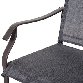 Outsunny Conjunto de Móveis de Jardim Conjunto de 2 Cadeiras de Balanço 1 Mesa de Metal Textilene para Pátio Terraço 50x50x60 cm Carga 160 kg