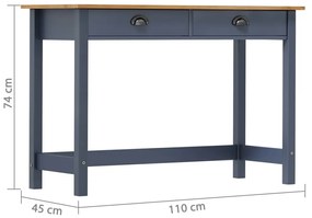 Mesa consola Hill c/ 2 gavetas 110x45x74cm pinho maciço cinza