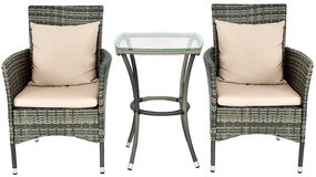 Conjunto de 3 Peças em Vime para Exterior "Nordin" – 2 Poltronas e 1 M