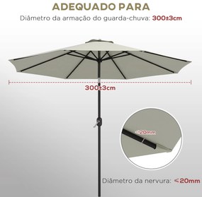 Toldo de Substituição para Chapéu de Sol de 3 m com Ventilação Superior para Exterior Jardim Pátio Piscina Creme