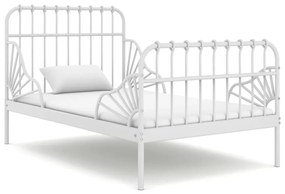 Estrutura de cama extensível em metal branco 80x130/200 cm