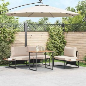 Conjunto de Jantar de Jardim de 3 Peças com Almofadas em Taupe