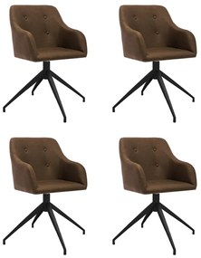 vidaXL Cadeiras de jantar giratórias 4 pcs tecido castanho
