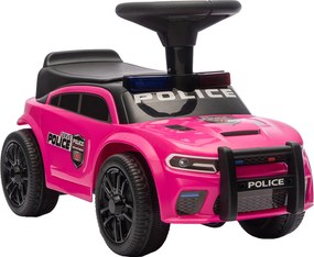 AIYAPLAY Carro Andador de Polícia para Crianças 18-36 Meses com Luz, Música e Arrumação, 65x29,5x36 cm, Rosa | Aosom Portugal
