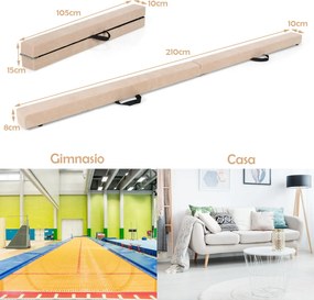 Barra de equilíbrio portátil para ginástica dobrável 210 x 10 x 6,5 cm Café