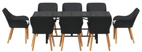 Conjunto de Jantar de Jardim 9 Peças Preto em Rattan Sintético
