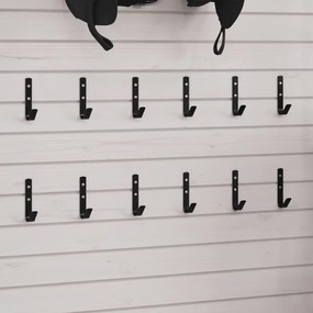 vidaXL Ganchos de parede formato de J 12 pcs aço preto
