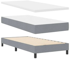 Cama Box com Colchão - Cinza Claro, 90 x 190 cm, Tecido